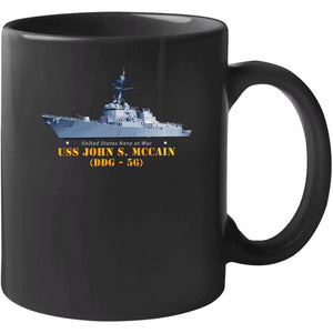 Navy - Destroyer - Uss John S Mccain -  Ship On Top Txt T Shirt