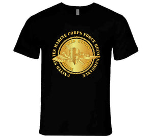 Emblem - USMC - Force Recon on USMC Gold T Shirt