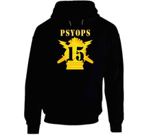 Load image into Gallery viewer, Army - Psyops W Branch Insignia - 15th Battalion Numeral - Line X 300 V1 Hoodie
