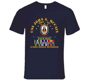 Navy - Destroyer - Uss John S Mccain - Ships Ribbons T Shirt