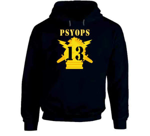 Army - Psyops W Branch Insignia - 13th Battalion Numeral - Line X 300 V1 Hoodie