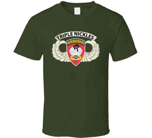 Army - Airborne Badge - 555th Parachute Infantry Bn - Ssi W Triple Nicklestab X 300 T Shirt