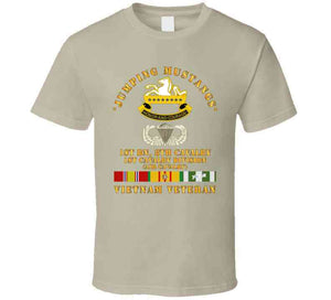 Army - Jumping Mustangs W Dui - Abn Basic - 1st Bn 8th Cav W Vn Svc T Shirt