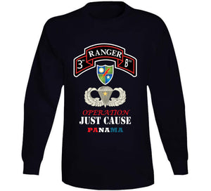 Army - 3rd Rgr Bn  With Dui - Basic Airborne W Combat Jump Star W Opn Just Cause Txt X 300 Classic T Shirt, Crewneck Sweatshirt, Hoodie, Long Sleeve, Mug