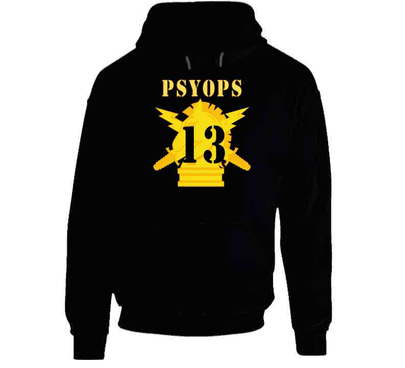 Army - Psyops W Branch Insignia - 13th Battalion Numeral - Line X 300 V1 Hoodie