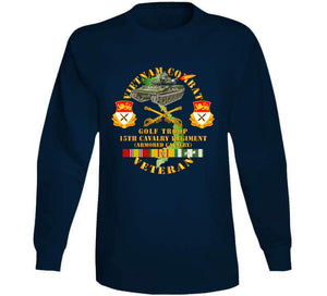 Army - Vietnam Combat Veteran W  15th Cavalry Regiment - Armored Cav W Vn Svc Long Sleeve T Shirt