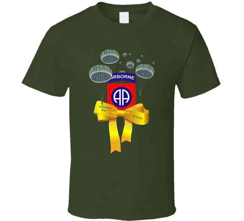 Support Our Troops 82nd Airborne Yellow Ribbon T-Shirt - Army ...