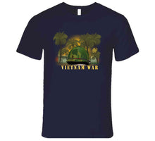 Load image into Gallery viewer, Vietnam Era Helmet Cover - Band - Front - War Is Hell W Jungle - Fire W Txt X 300 T Shirt
