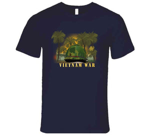 Vietnam Era Helmet Cover - Band - Front - War Is Hell W Jungle - Fire W Txt X 300 T Shirt