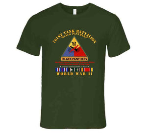 Army - 761st Tank Battalion - Black Panthers W Ssi Name Tape Wwii  Eu Svc T Shirt