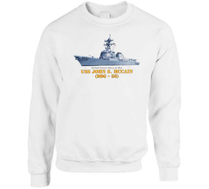 Navy - Destroyer - Uss John S Mccain -  Ship On Top Txt T Shirt