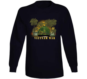 Vietnam Era Helmet Cover - Band - Front - War Is Hell W Jungle - Fire W Txt X 300 T Shirt