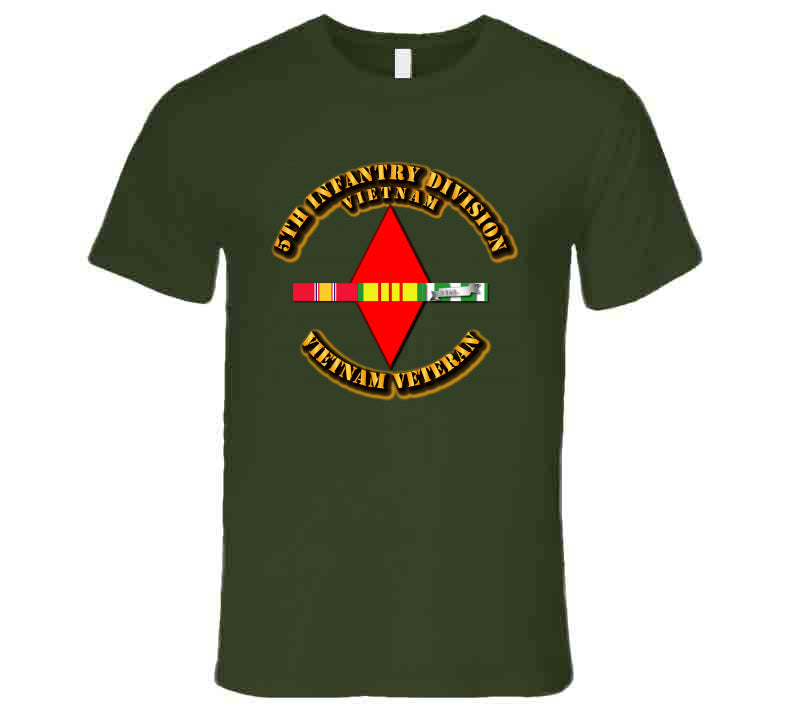 5th Infantry Division Vietnam Service Ribbons T-Shirt - Red Diamond ...