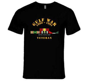 Army - Gulf War 1990 to 1991 with Service Ribbons, Southwest Asia Service Medal with 3 Bronze Stars T Shirt, Premium and Hoodie