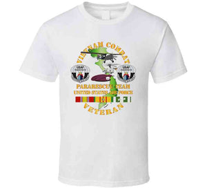 Usaf - Vietnam Combat Veteran W Pararescue Huskie T Shirt