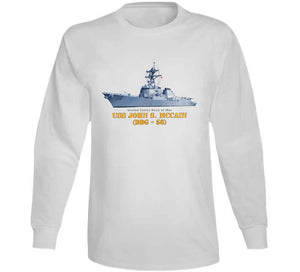 Navy - Destroyer - Uss John S Mccain -  Ship On Top Txt T Shirt