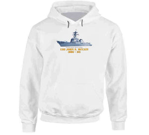 Navy - Destroyer - Uss John S Mccain -  Ship On Top Txt T Shirt