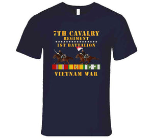 Army - 1st Battalion,  7th Cavalry Regiment - Vietnam War Wt 2 Cav Riders And Vn Svc X300 Long Sleeve T Shirt