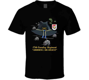 Army - 17th Cavalry - Branch - Airborne, Air Assault with Flash and Helicopters - T Shirt, Premium and Hoodie