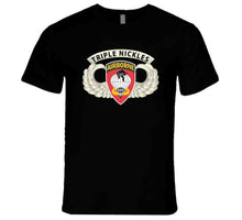 Load image into Gallery viewer, Army - Airborne Badge - 555th Parachute Infantry Bn - Ssi W  Triple Nickles Tab X 300 T Shirt
