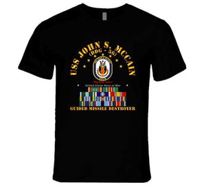 Navy - Destroyer - Uss John S Mccain - Ships Ribbons T Shirt