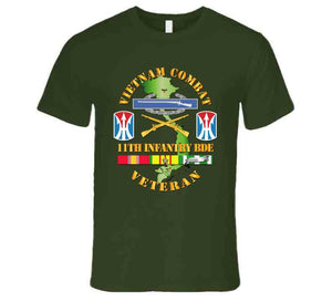 Army - Vietnam Combat, Veteran, 11th Infantry Brigade with Shoulder Sleeve Insignia T Shirt, Premium and Hoodie