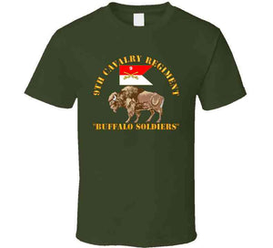 Army - 9th Cavalry Regiment - Buffalo Soldiers W 9th Cav Guidon T Shirt