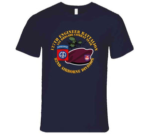 Army - 127th Engineer Battalion, 1st Brigade Combat Team, 82nd Airborne Division, Beret, Mass Tac, Maroon - T Shirt, Premium and Hoodie