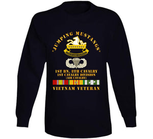 Army - Jumping Mustangs W Dui - Abn Basic - 1st Bn 8th Cav W Vn Svc T Shirt