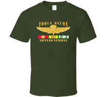 Load image into Gallery viewer, USMC - Force Recon (on fire), Vietnam Veteran, with Vietnam Service Ribbons - T Shirt, Premium and Hoodie
