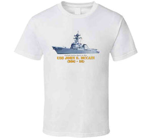 Navy - Destroyer - Uss John S Mccain -  Ship On Top Txt T Shirt