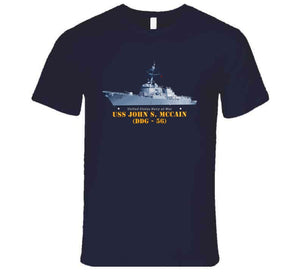 Navy - Destroyer - Uss John S Mccain -  Ship On Top Txt T Shirt