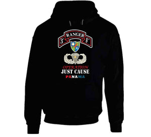 Army - 3rd Rgr Bn  With Dui - Basic Airborne W Combat Jump Star W Opn Just Cause Txt X 300 Classic T Shirt, Crewneck Sweatshirt, Hoodie, Long Sleeve, Mug