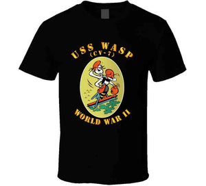 Navy - USS Wasp, (CV-7) World War II with Text - T Shirt, Premium and Hoodie