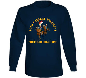 Army - 10th Cavalry Regiment W Cavalrymen - Buffalo Soldiers Long Sleeve