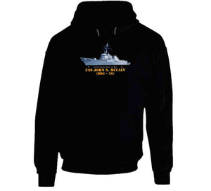 Navy - Destroyer - Uss John S Mccain -  Ship On Top Txt T Shirt