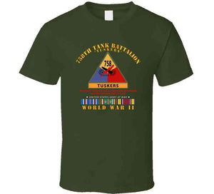 Army - 758th Tank Battalion, "Tuskers",  with Name Tape, with Shoulder Sleeve Insignia, World War II with European Theater Service Ribbons - T Shirt, Premium and Hoodie