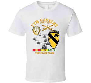 Army - 7th Cavalry Regiment (Air Cavalry) - 1st Cavalry Division with Vietnam Service Ribbons Hoodie, Tshirt and Premium