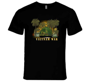 Vietnam Era Helmet Cover - Band - Front - War Is Hell W Jungle - Fire W Txt X 300 T Shirt