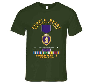 Purple Heart - Wia W Wwii Svc W Purple Heart - Middle East T Shirt