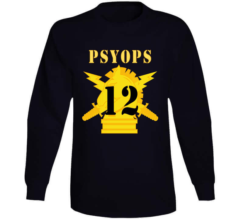 Army - Psyops W Branch Insignia - 12th Battalion Numeral - Line X 300 Long Sleeve