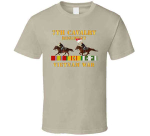 Army - 7th Cavalry Regiment - Vietnam War Wt 2 Cav Riders And Vn Svc X300 T Shirt