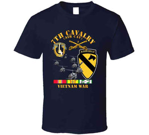 Army - 7th Cavalry Regiment (Air Cavalry) - 1st Cavalry Division with Vietnam Service Ribbons Hoodie, Tshirt and Premium