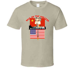 Govt - War On The Horizon - China Flag - Us Flag W Missile Firing - Atomic Blast X300 T Shirt