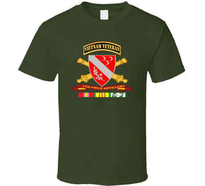 Army - 7th Field Artillery W Br - Ribbon Vn Svc Vet Tab T Shirt