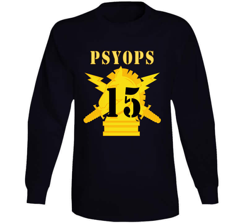 Army - Psyops W Branch Insignia - 15th Battalion Numeral - Line X 300 V1 Long Sleeve