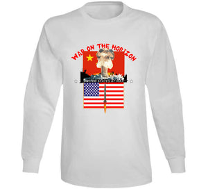 Govt - War On The Horizon - China Flag - Us Flag W Missile Firing - Atomic Blast X300 T Shirt