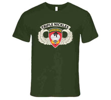 Load image into Gallery viewer, Army - Airborne Badge - 555th Parachute Infantry Bn - Ssi W Triple Nicklestab X 300 T Shirt
