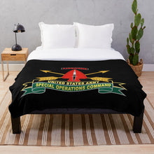 Load image into Gallery viewer, Army - US Army Special Operations Command - Sine Pari - SSI w Br - Ribbon X 300 Throw Blanket
