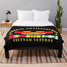 Load image into Gallery viewer, Army - Combat Artilleryman Badge - Vietnam Vet w VN SVC Throw Blanket
